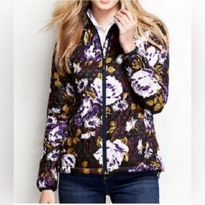 Lands End Primaloft Packable Jacket Raisin Floral size M